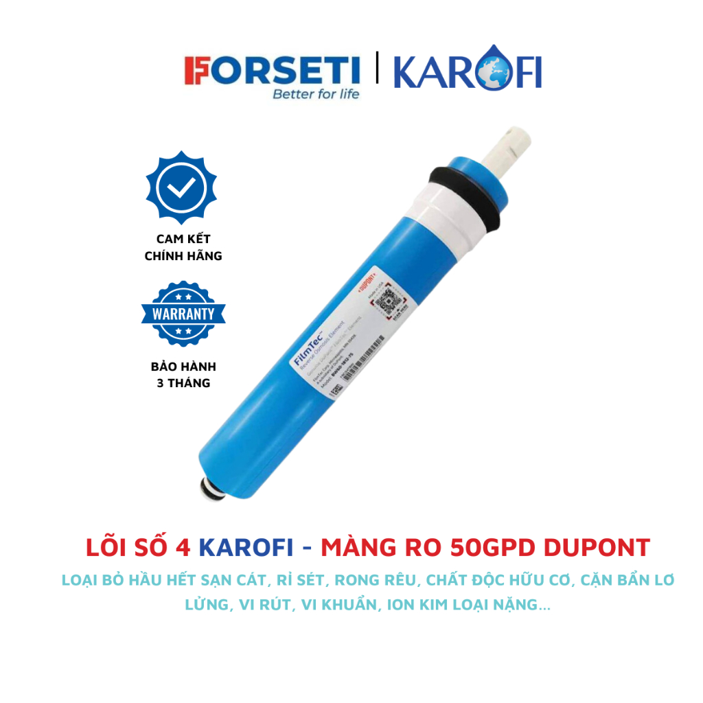 Màng RO Karofi - Lõi số 4 - Màng RO 50GPD Karofi (Hàng có tem bảo hành Karofi)