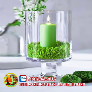 Ly ống thủy tinh cắm hoa D12 x H17cm, bình bông thủy tinh cắm hoa dạng trụ có chân