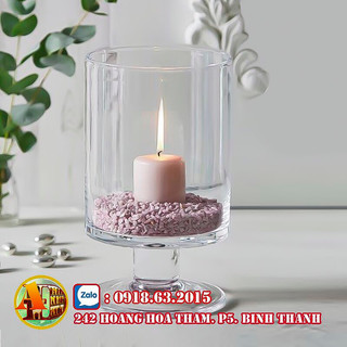 Ly ống thủy tinh cắm hoa D12 x H20cm, bình bông thủy tinh cắm hoa dạng trụ có chân