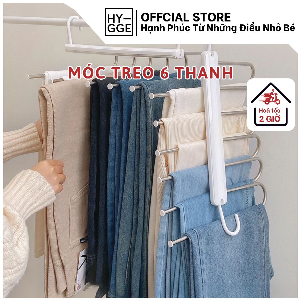 Móc Treo Quần Áo 6 Nhánh Gập Gọn Tiết Kiệm Diện Tích, Móc Treo Khăn Đồ Đa Năng Kim Loại Chống Gỉ