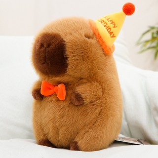 Gấu bông Chuột lang Capybara đội nón sinh nhật siêu cưng