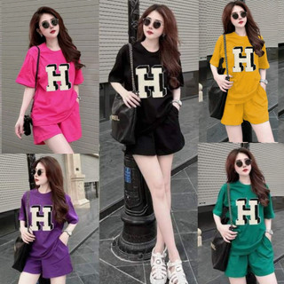 Bộ mặc nhà nữ chất cotton su phom rộng bộ ngủ mùa hè thể thao 3 size 40-75kg in H