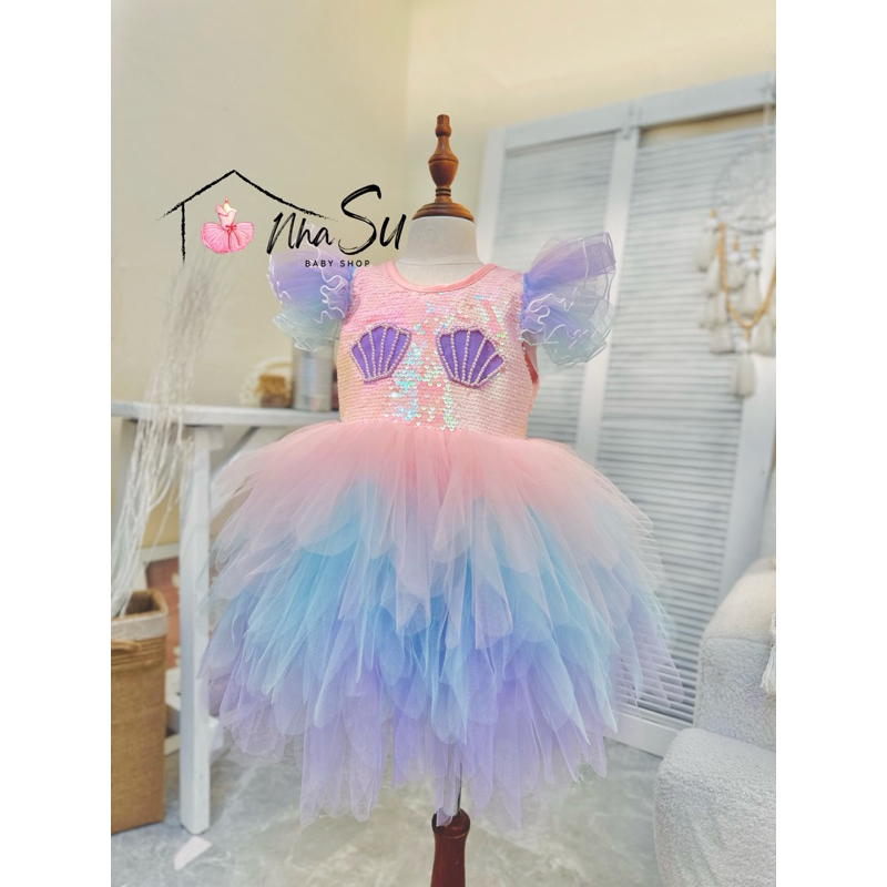 Đầm công chúa hoá trang nàng tiên cá cho bé gái NS142, váy tiên cá thiết kế bởi Nhà Su cho bé đi chụp hình halloween