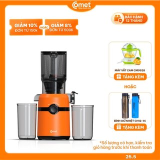 Máy ép chậm Comet CM9616 Dung tích 600ml, Làm kem, lưỡi cắt vượt trội, Ống tiếp nguyên liệu lớn 108mm - Bảo Hành 12T