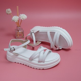 Dép Sandal nữ 3 quai chéo đế răng cưa siêu nhẹ cao 4cm CHIBAMY