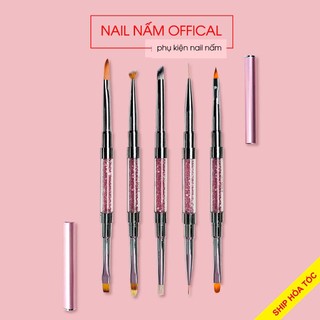 Cọ nail, cọ vẽ móng cán đá 2 đầu đa năng chất liệu lông chồn mềm mượt