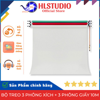 Combo bộ treo phông xích 3 3m fi48 + 3 phông giấy 5m, 10m tự chọn mẫu hl studio