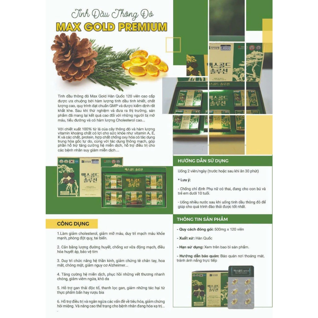 Tinh Dầu Thông Đỏ Hanmi Hàn Quốc, Hộp 120 Viên, Cải Thiện Mỡ Máu, Tiểu Đường, Huyết Áp.