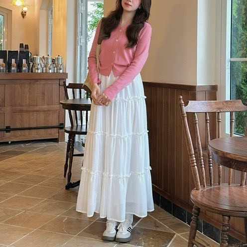 [XẢ KHO] Chân váy midi xòe chất voan tơ dáng dài có lót trong cạp chun nữ tính CV153 PANOSI | BigBuy360 - bigbuy360.vn