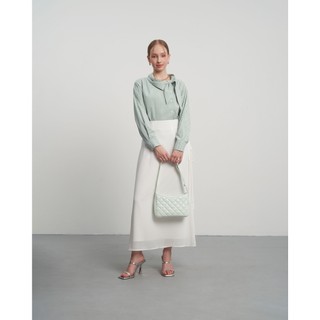 Áo sơ mi nữ donna sọc xanh cổ nơ khâu by cq