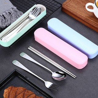Bộ 3 chi tiết đũa, thìa, dĩa inox có hộp tiện dụng 88085