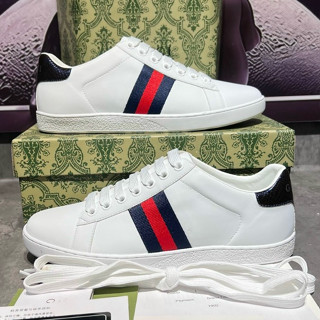 [ SALE BEST QUALITY ] Giày _Gucci Ace Leather LUXURY. Giày Sneaker GC Trơn 3 Vạch Nam Nữ Size 36-43 Full Box. B