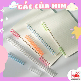 Thanh còng nhựa làm sổ HIM, kẹp tài liệu đường kính 12mm nhiều màu A5 B5 A4 20 26 30 lỗ