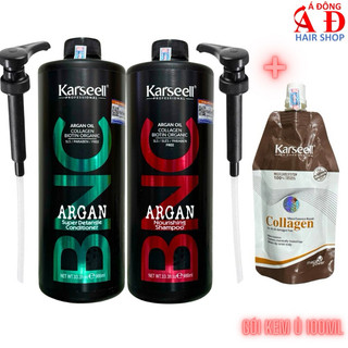 Cặp dầu gội xả Karseell BNC Argan Collagen siêu mươt Tóc + Gói hấp ủ 100ml