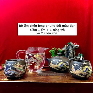 Ấm chén pha trà tử sa tây thi thay đổi màu sắc khi gặp nước nóng - ấm trà long phụng minh kèm hộp đựng cao cấp