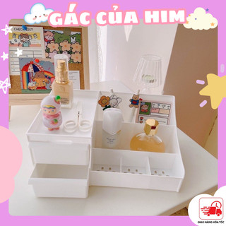 Kệ đựng bút đa năng bằng nhựa ngăn kéo 5 màu 2 tầng nhiều ô