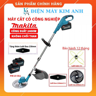 Máy cắt cỏ dùng pin makita 40V KHÔNG CHỔI THAN máy cắt cỏ cầm tay pin 15 cell công suất 2400W, bảo hành 12 tháng