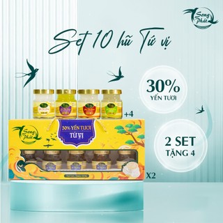  Set hộp quà 10 hũ Tổ yến chưng Tứ Vị Song Phát nguyên vị, bổ sung dinh dưỡng 70ml
