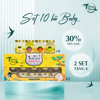  Set hộp quà 10 hũ Yến sào Baby Nest Song Phát bổ sung dưỡng chất ăn ngon tiêu hóa tốt 70ml
