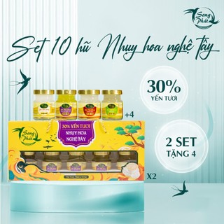  Set hộp quà 10 hũ Tổ yến chưng Nhụy Hoa Nghệ Tây Saffron Song Phát nguyên chất, mờ nám, đẹp da 70ml