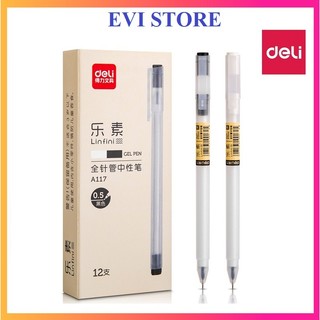 Bút gel nước Deli A117 / 117 mực đen ngòi 0.5mm viết trơn mực khô nhanh có ngòi S760 thay thế
