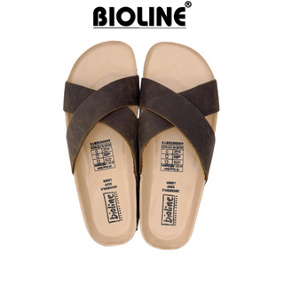 DK03 - Dép Birken Đế Trấu BIOLINE Official Thiết Kế Unisex Quai Chữ X Da Bò Thật Lót Chống Nước