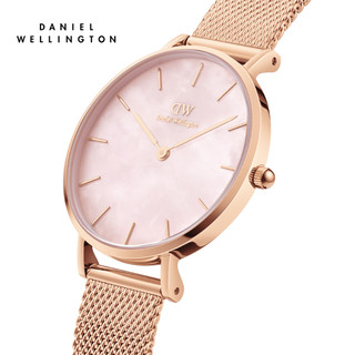 Đồng hồ Daniel Wellington dây lưới thép - DW00100516 32 mm Petite 32 Melrose RG MOP Mặt Đá Xà Cừ Vỏ Vàng Hồng