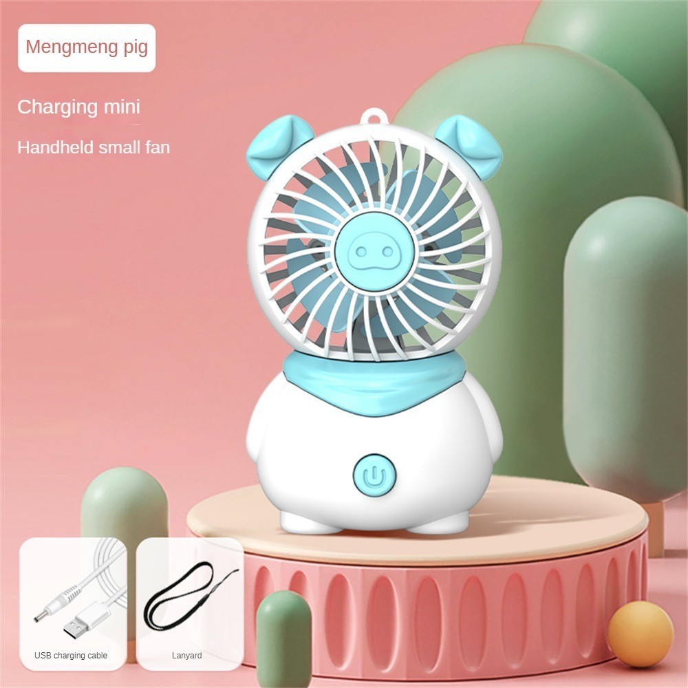 Quạt mini cầm tay tích điện 5 tốc độ gió, gấp gọn, xoay 90 độ có dây đeo,đèn led hiển thị pin | BigBuy360 - bigbuy360.vn