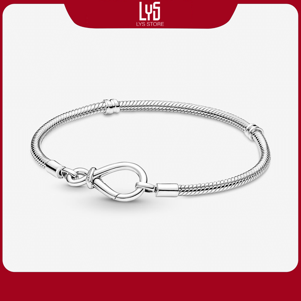 Vòng tay bạc nữ Lys  Moments Infinity Knot Snake Chain Bracelet 5022SV Fullbox