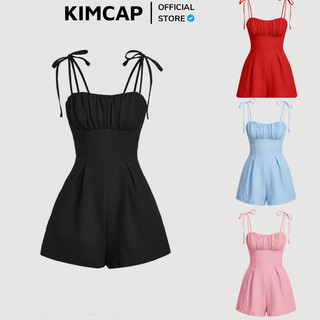 Jumpsuit 2 dây buộc nơ nhún ngực - 7 màu