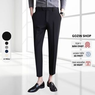 Quần tây nam GOZIN ống côn công sở chất vải tuyết hàn co giãn nhẹ dày dặn JA34