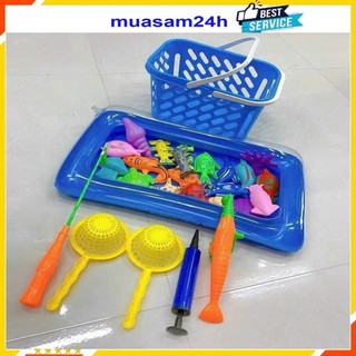 Bộ đồ chơi câu cá cho bé kèm phao 2 cần câu 2 vợt 1 giỏ cho bé vui nghịch