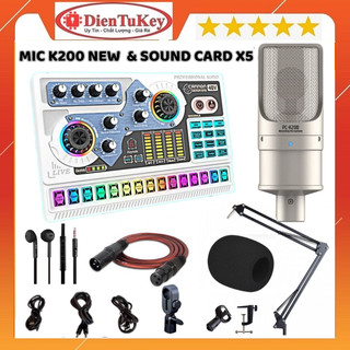 Bộ Sound Card X5, Micro TAKSTAR PC K200 New kèm tai nghe chuyên Hỗ Trợ nguồn 48v Hát Autotune , Livestream , Thu Âm