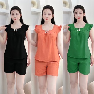  SET BỘ MẶC NHÀ ĐỒ BỘ ĐÙI ÁO TAY CÁNH TIÊN CHẤT VẢI ĐŨI VÂN MÂY MỀM SIZE 40-70KG - MS A1 