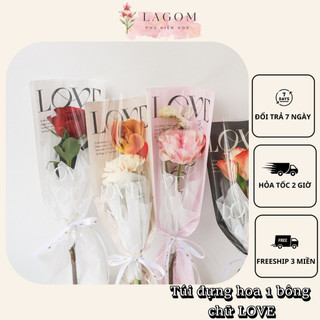 Túi Đựng Hoa 1 Bông Chữ LOVE - THANK YOU Hoa Tươi, Hoa Handmade, Kiểu Dáng Đơn Giản, Xinh Xắn Dễ Sử Dụng (Set 10 túi)