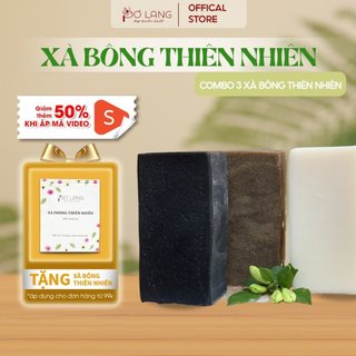 Combo Xà bông thiên nhiên Pơ Lang làm sạch, dưỡng da 3 bánh 300gram