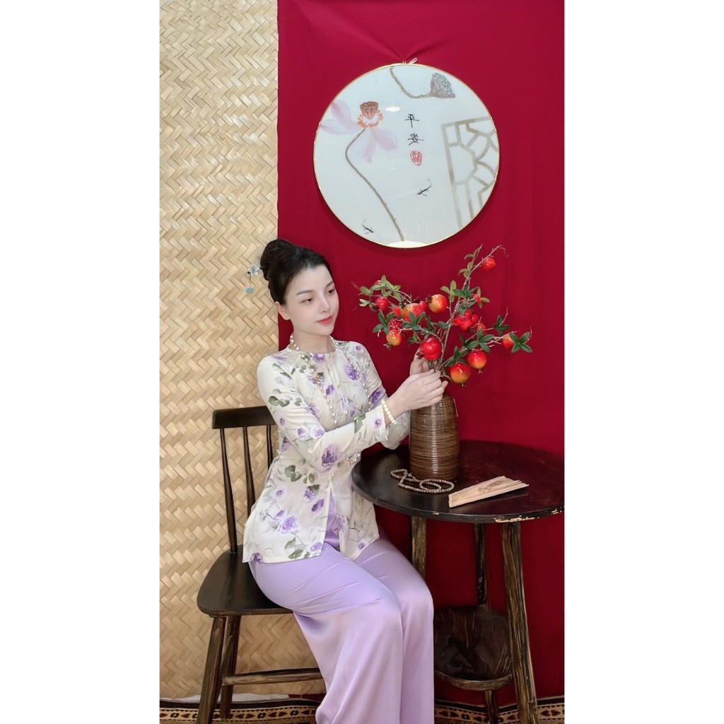 sét bà ba mango hoa tay dài nút ngọc (s-3xl )