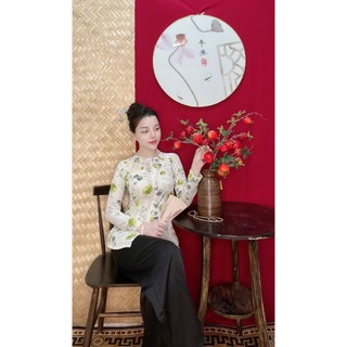 sét bà ba mango hoa tay dài nút ngọc (s-3xl )