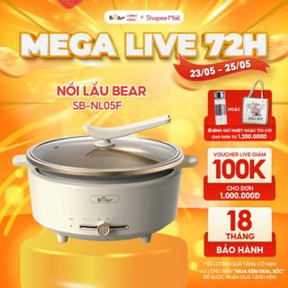 Nồi Lẩu Điện Đa Năng 5L Bear Chiên Xào Nấu Đế Tách Rời Sôi Nhanh Tiết Kiệm Điện Nhiệt Tỏa Đều Siêu Chống Dính NL05F