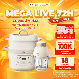 Combo Nồi nấu chậm BEAR 1,6L NNC16 và Máy xay ăn dặm 6 lưỡi D02Q1