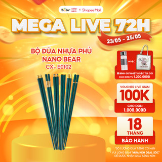 Bộ đũa nhựa phủ Nano Bear 6 đôi kháng khuẩn, chất liệu an toàn CX-E0102