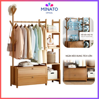 Tủ Treo Quần Áo Kiêm Để Giày  2 Khoang Nhiều Tầng Kèm Ngăn Kéo, hộc để đồ Chống Mối Mọt Chịu Tải Tốt, Giá Treo Quần áo