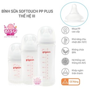 Bình sữa Pigeon cổ rộng PP Plus cho bé sơ sinh 160ml 240ml 330ml