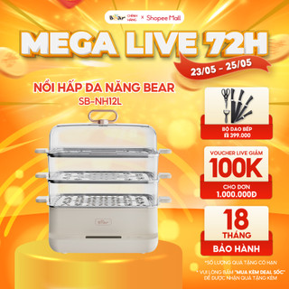 Nồi Hấp Điện 3 Tầng Bear 12L Đa Năng 6 Chế Độ Hấp Kháng Khuẩn 99,99% Không Gây Mùi An Toàn Cho Sức Khỏe SB-NH12L
