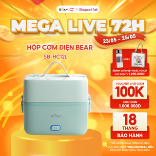 Hộp Cơm Cắm Điện Bear 2 Tầng 3 Ngăn Hâm Nóng Cực Nhanh Inox 304 An Toàn Giữ Nhiệt Chống Trào 1,2L SB-HC12L