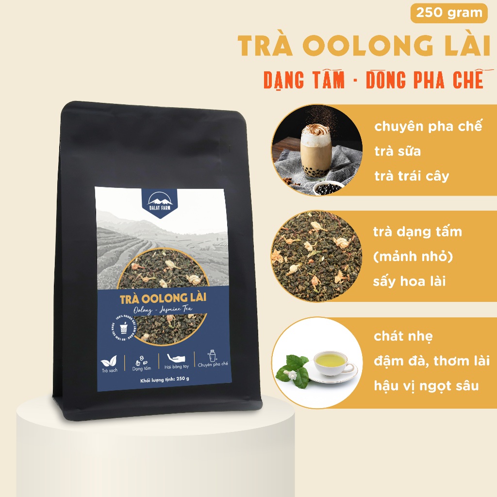 Trà Oolong Lài (dạng tấm) DalatFarm - Túi 250g