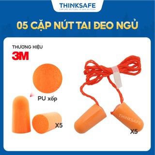 Nút tai chống ồn 3M 1100 cấu tạo từ PU xốp, mềm, nhét tai chống ồn đạt chỉ số NRR 29dB ( 5 cặp) - THINKSAFE