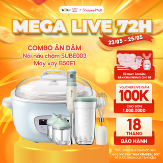 Combo Nồi Nấu Chậm 2,5L Bear SUBE003 và Máy Xay 5 Món B50E1 Đa Năng Xay Thịt Hạt Cháo Cho Bé Hầm Ninh Chứng