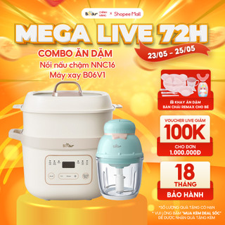 Combo Nồi nấu chậm BEAR 1,6L NNC16 Tiếng Việt và Máy xay ăn dặm 0,6L B06V1 - Combo NNC16 + Máy Xay