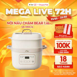 Nồi Nấu Chậm Bear 1,6L Đa Năng 6 Chế Độ Ninh Nấu Hầm Hấp Tiết Kiệm Thời Gian Giữ Trọn Chất Dinh Dưỡng -  SB-NNC16